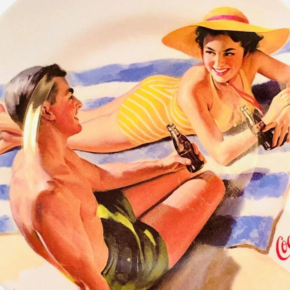 2 Coca Cola Vintage Salad Plates Advertising Retro Glamour Chic 1920's Style